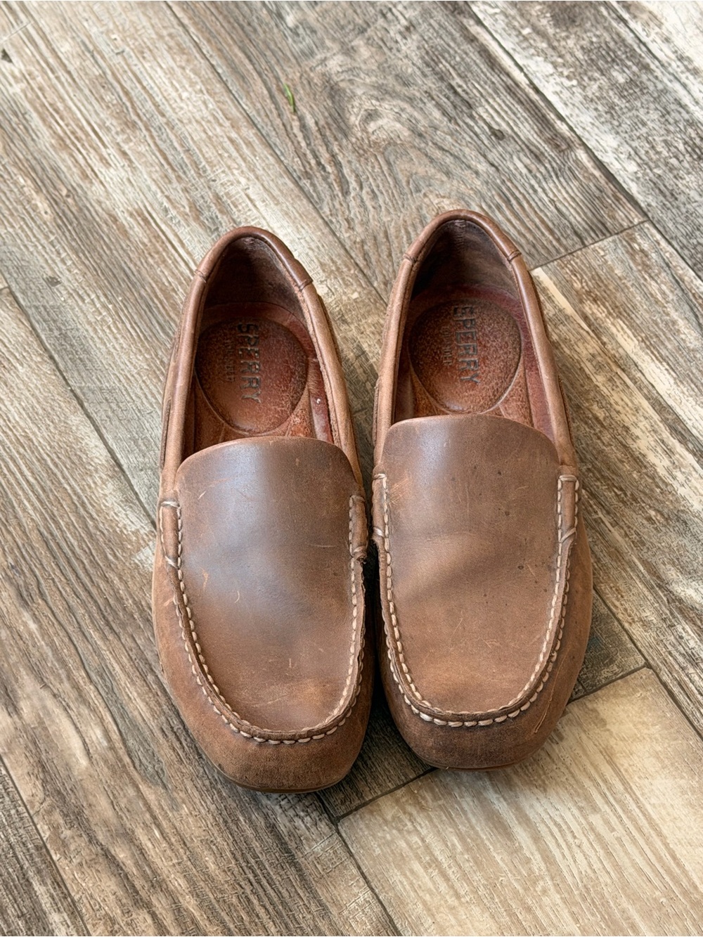 Sperry Men’s Brown Leather Slip-On Driving Loafers